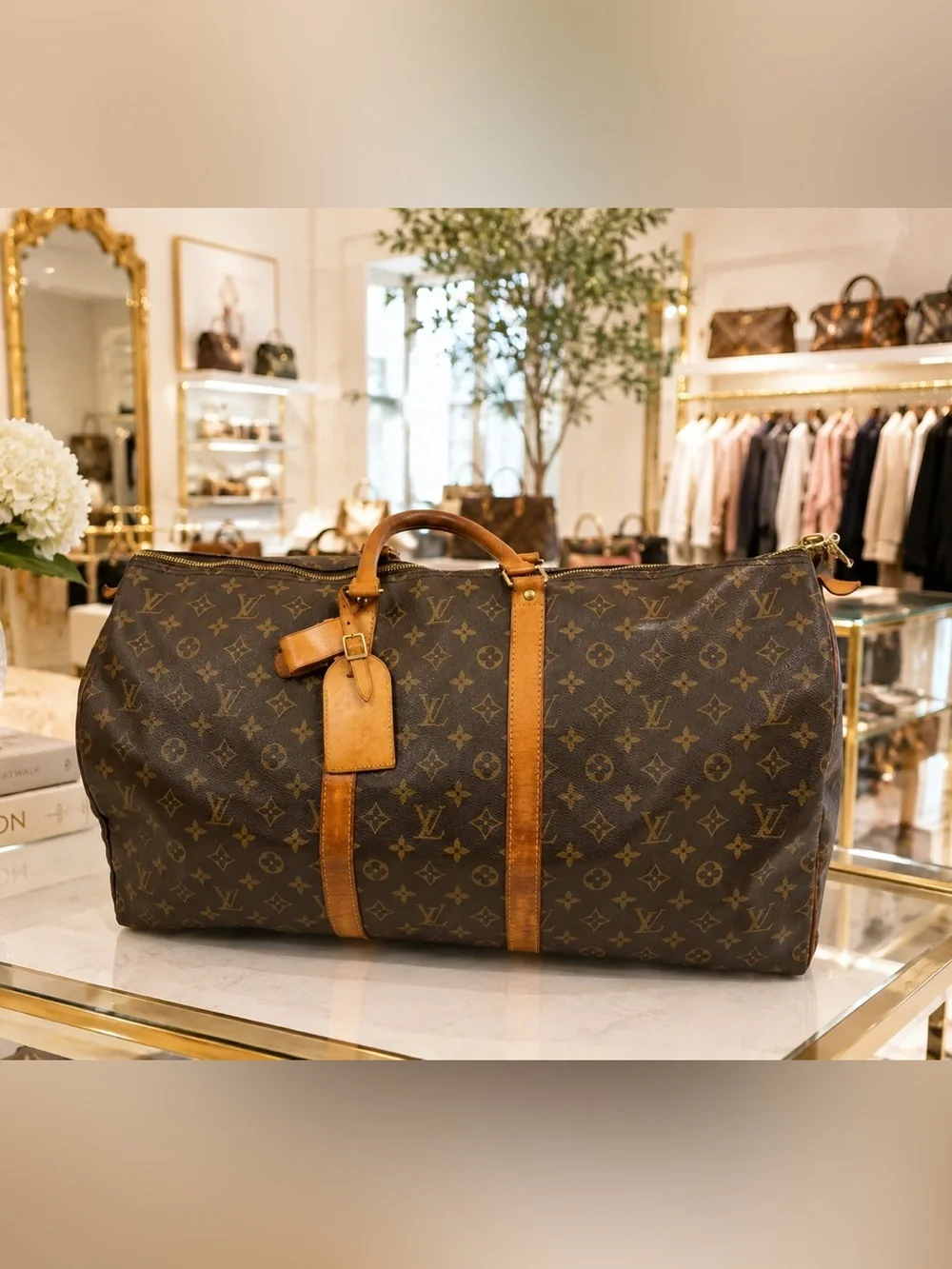 Vintage Louis Vuitton Keepall 55 Monogram Canvas Travel Duffle Bag 2001